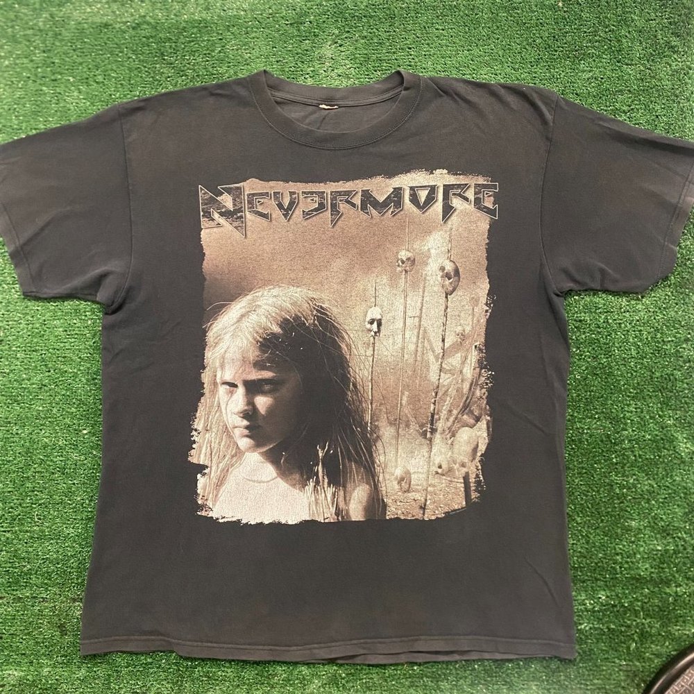 Vintage Y2k Nevermore Godless Endeavor Skull Metal Band Tee